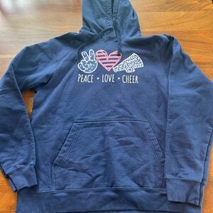 Port and Company Navy Blue Peace Love Cheer Hoodie women’s size medium